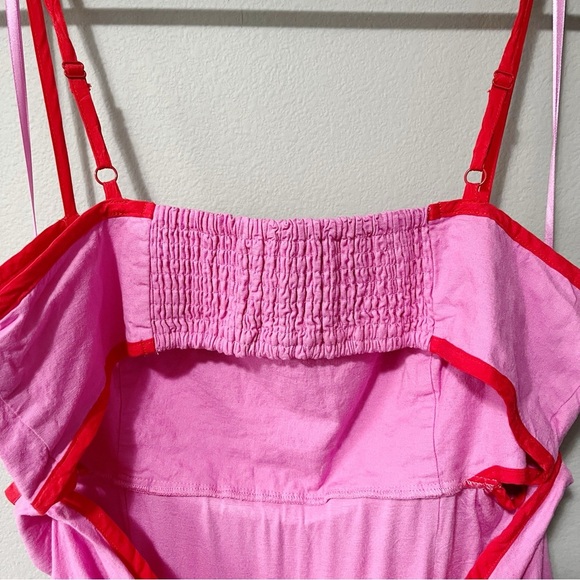 Anthropologie Pink Midi Dress with Red Accents - Dafni - Picture 9 of 13